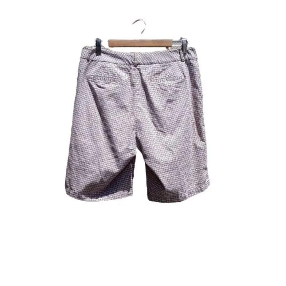 Dockers Shorts Ideal Fit Cotton Bermuda Long Picnic Plaid Brown‎ Orange Sz 12